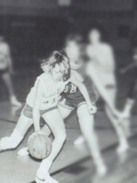 Rachel Maddow playing high school basketball