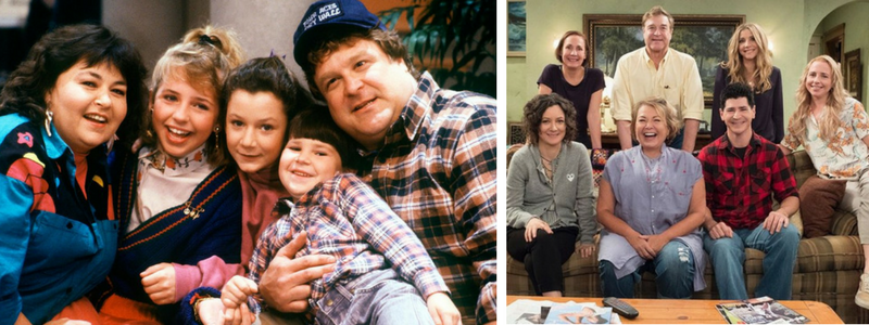 Early and current (2018) 'Roseanne' cast photos