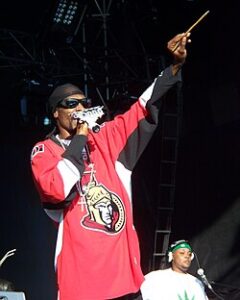 Snoop Dogg performing at a concert