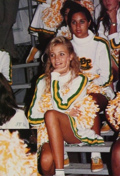 Cameron Diaz in her cheerleader outfit in high school
