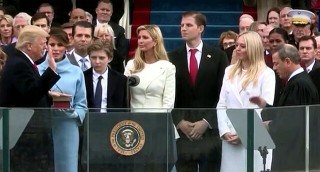 Donald Trump with his family at a rally