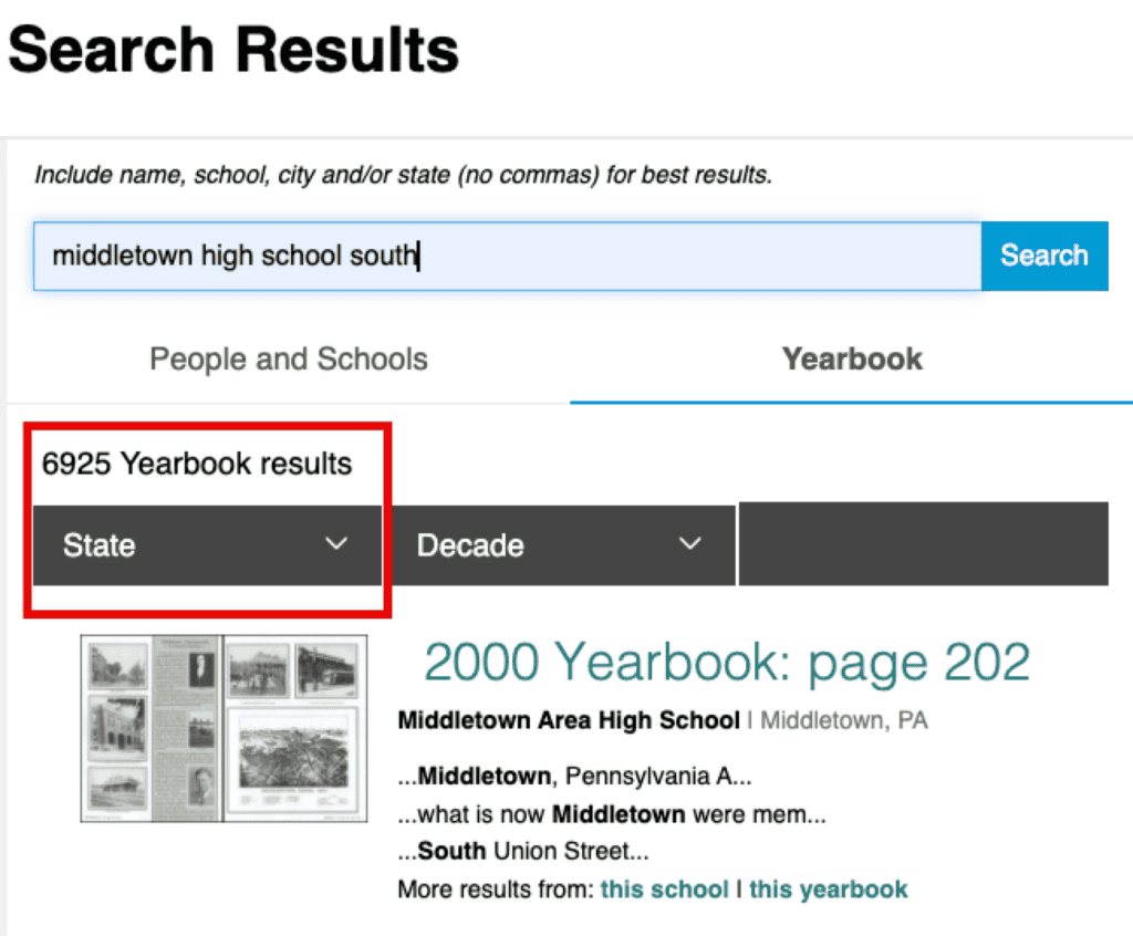 Search Yearbook Results