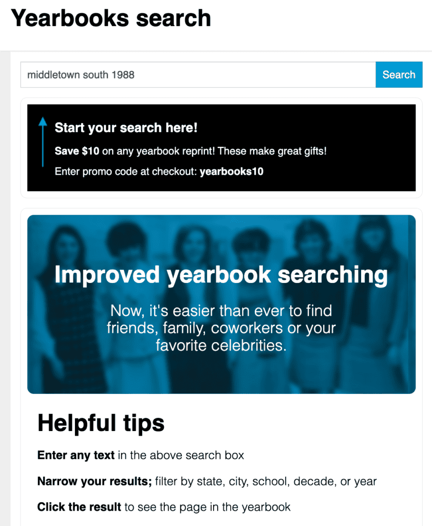 Yearbook search