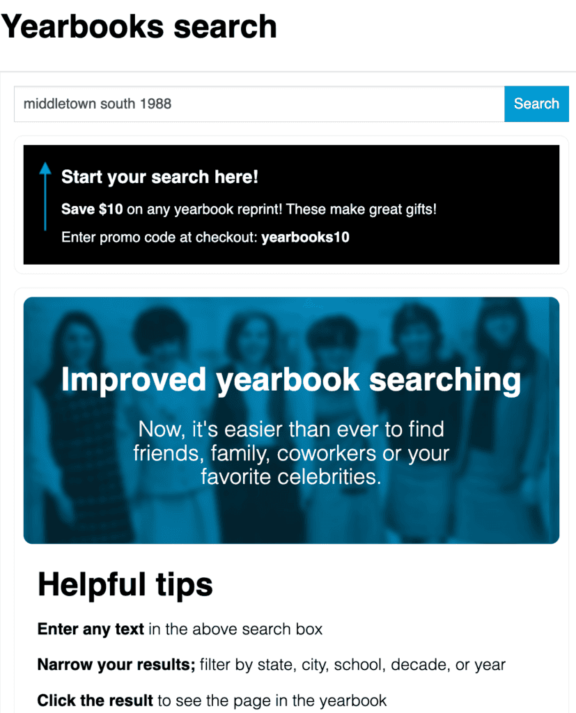 Yearbook search